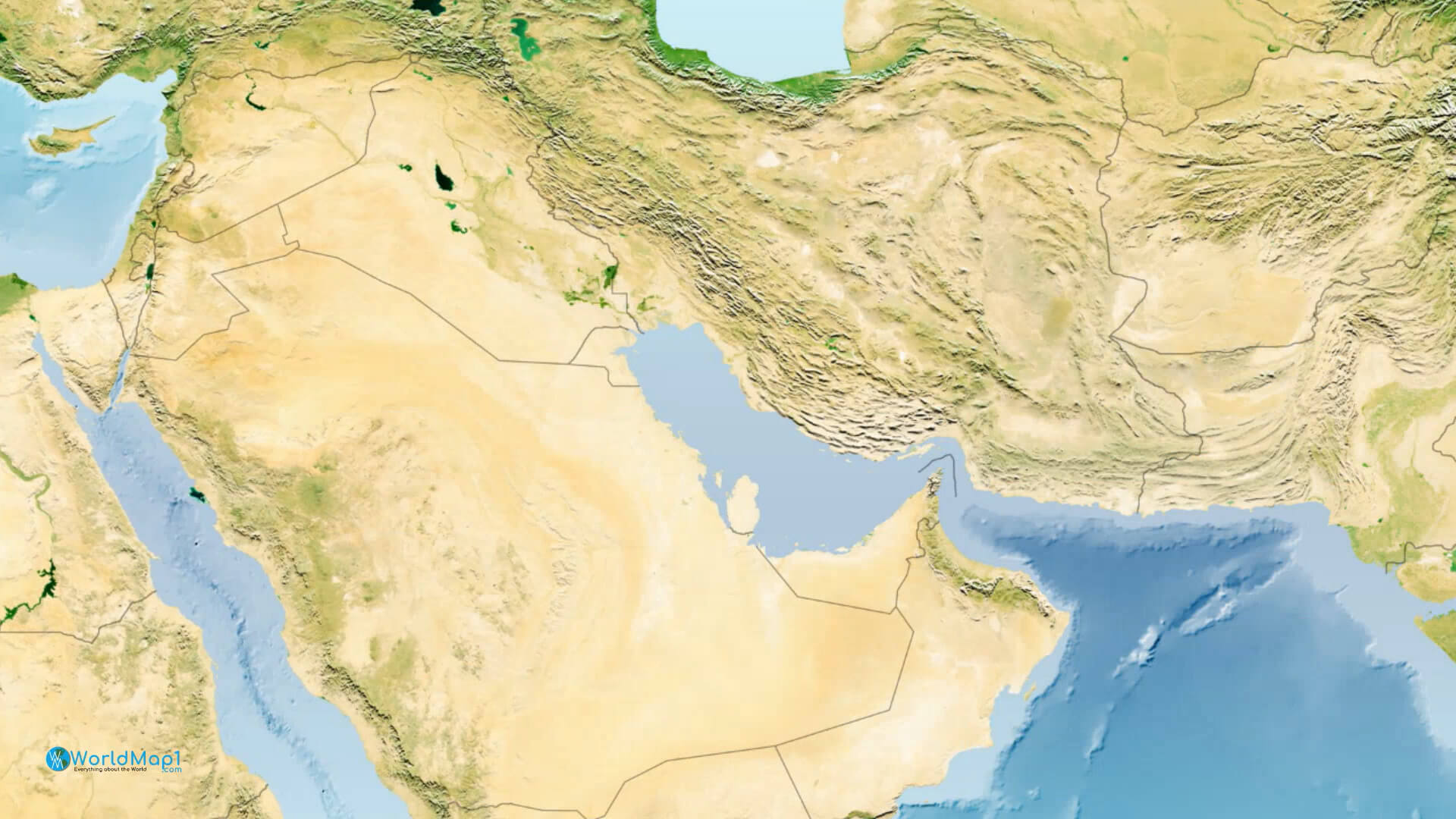 Qatar and Middle East Physcal Map